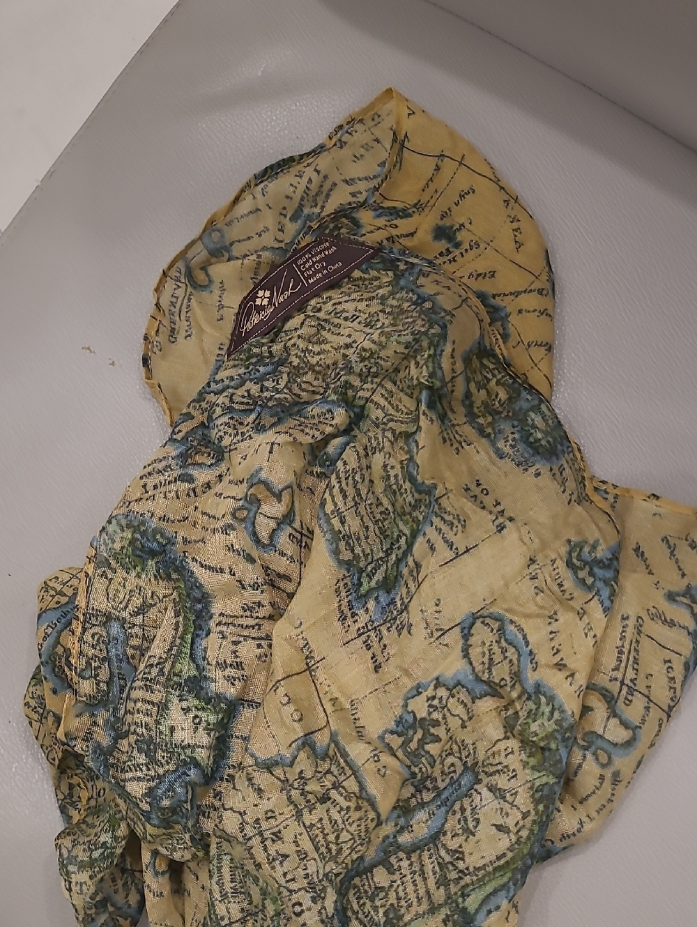 Vintage Map Print Lightweight Scarf - Yellow/Blue